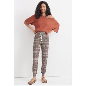 NEW Anthropologie Mary Jacquard Chevron Drawstring Jogger Lounge Pants Small